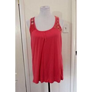 ECHO SLEEPWEAR SHIRT - Size Large - Pink Sleeveless Racer Back Stretch
